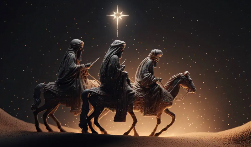 Image of the three wise men on camels
