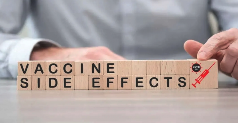 Vaccine side effects spelled out on blocks of wood
