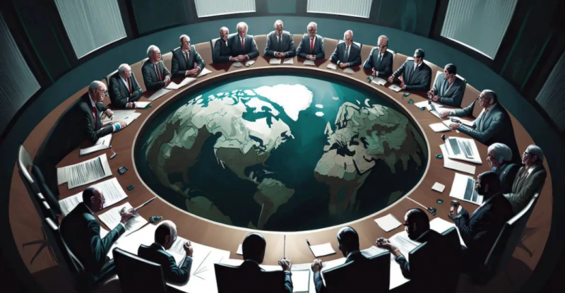 Depicting global governors sitting at roundtable