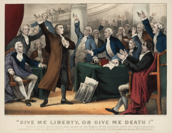 Painting of Patrick Henry delivering his speech 