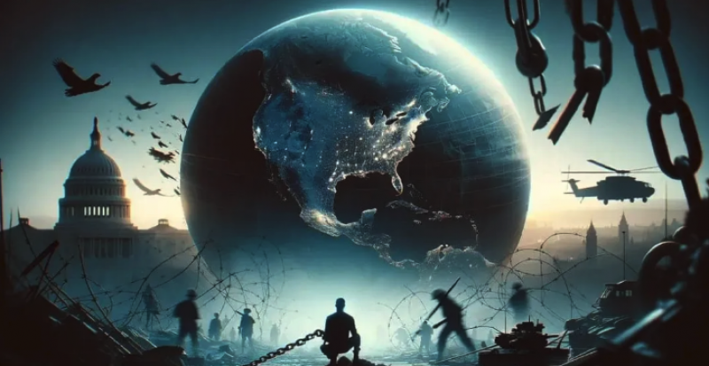 Globe surrounded by war and confrontation
