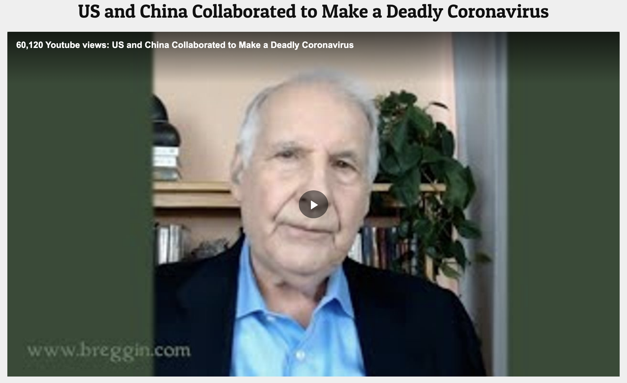 Screenshot of video from US and China Collaborated to make deadly Coronavirus