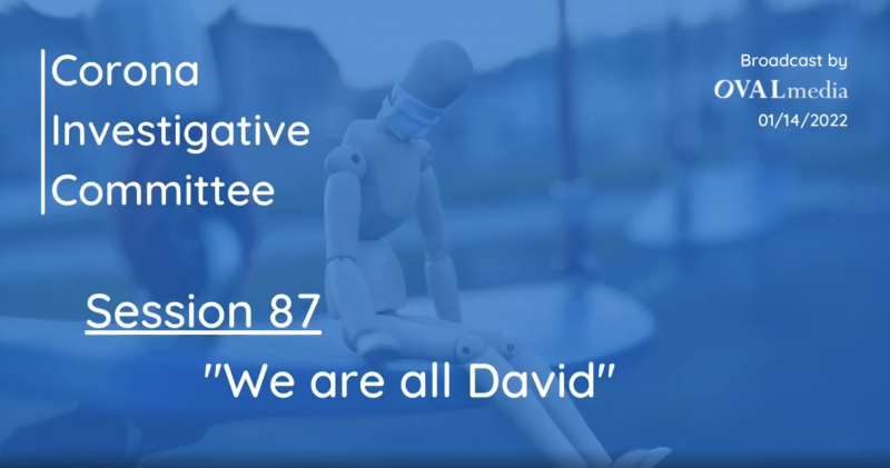 Screen shot of the thumbnail for the video Session 87: We are all David by the Corona Investigative Committee