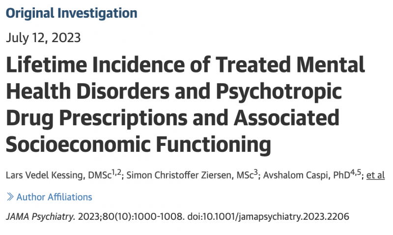 Screen shot of the title Lifetime Incidence of Treated Mental Health Disorders and Psychotropic Drug Prescriptions