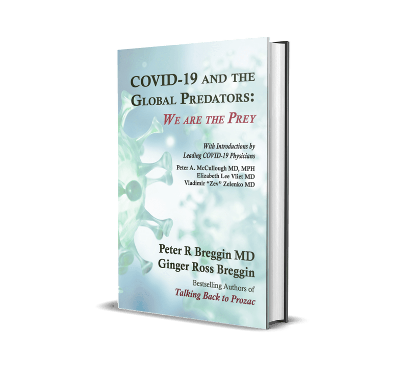 Image of the book by Dr Peter and Ginger Breggin, COVID-19 and the Global Predators - We are the Prey